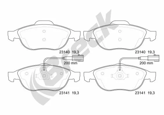 комплект спирачно феродо, дискови спирачки BRECK               