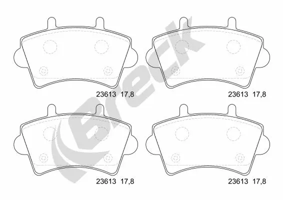 комплект спирачно феродо, дискови спирачки BRECK               