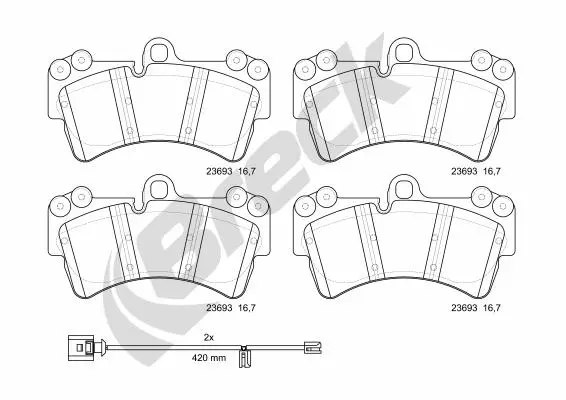 комплект спирачно феродо, дискови спирачки BRECK               