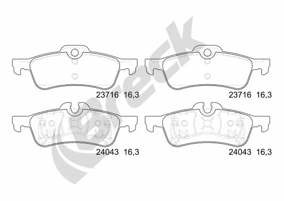 комплект спирачно феродо, дискови спирачки BRECK               