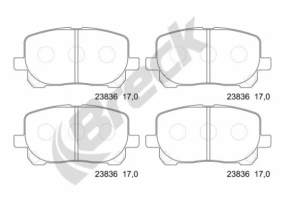 комплект спирачно феродо, дискови спирачки BRECK               