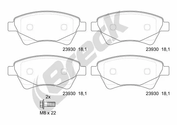 комплект спирачно феродо, дискови спирачки BRECK               