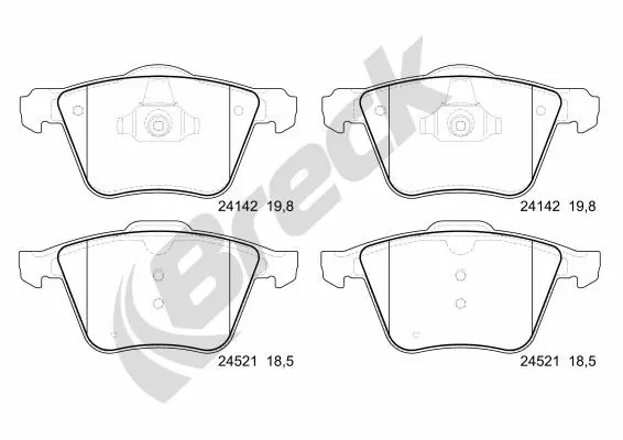 комплект спирачно феродо, дискови спирачки BRECK               