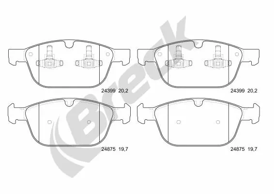 комплект спирачно феродо, дискови спирачки BRECK               