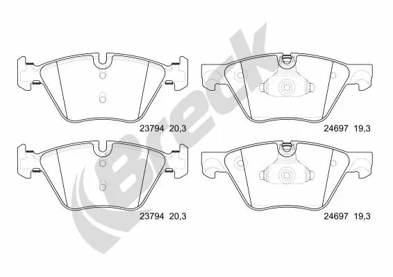 комплект спирачно феродо, дискови спирачки BRECK               