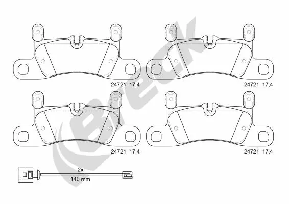 комплект спирачно феродо, дискови спирачки BRECK               