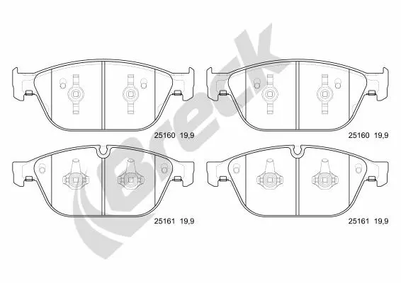 комплект спирачно феродо, дискови спирачки BRECK               
