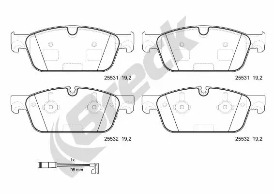 комплект спирачно феродо, дискови спирачки BRECK               