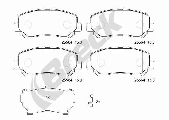 комплект спирачно феродо, дискови спирачки BRECK               