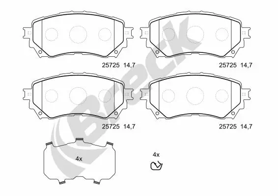 комплект спирачно феродо, дискови спирачки BRECK               