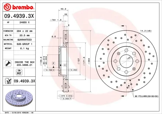 Спирачни дискове за FIAT PUNTO EVO (199) 1.4 16V 24655 X AP                  