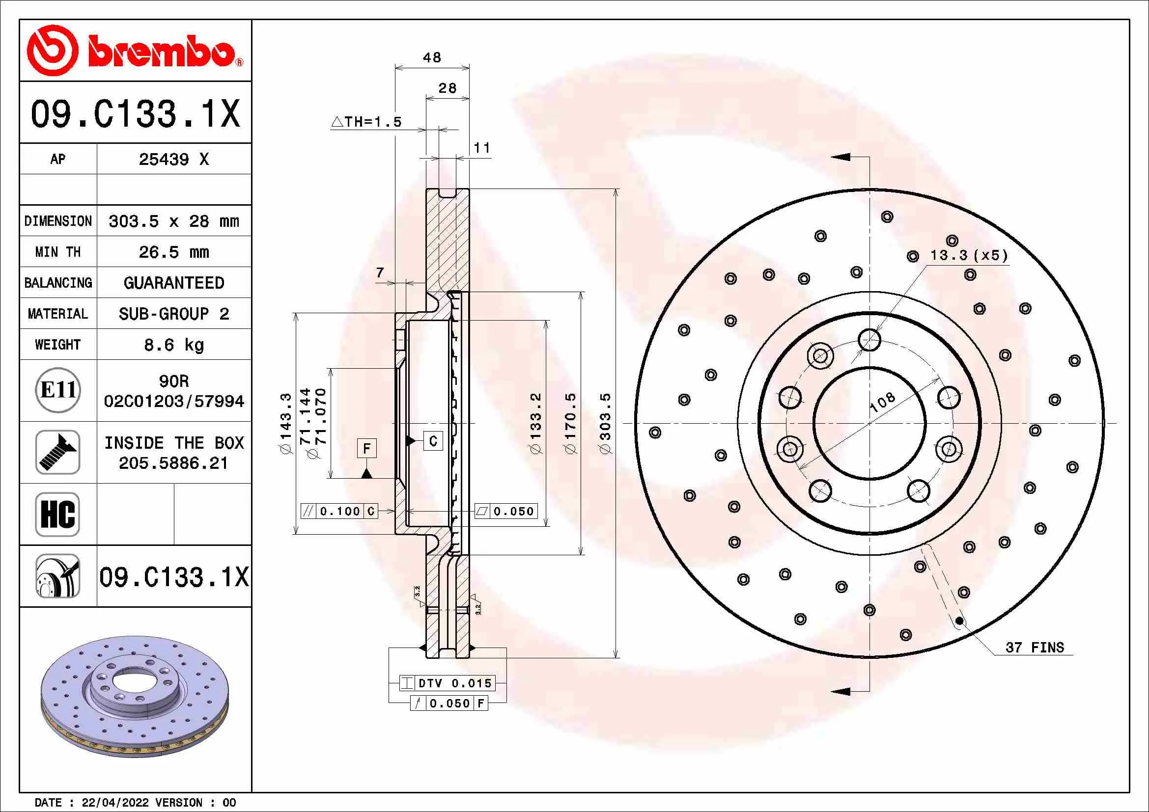 Спирачни дискове за PEUGEOT 408 II (FP, F3) PureTech 130 (FPHNST) 25439 X AP                  
