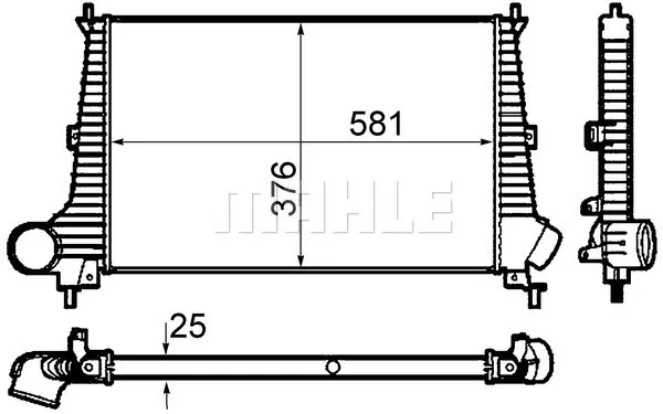 интеркулер (охладител за въздуха на турбината) MAHLE               