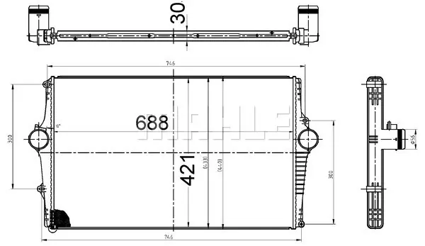 интеркулер (охладител за въздуха на турбината) MAHLE               