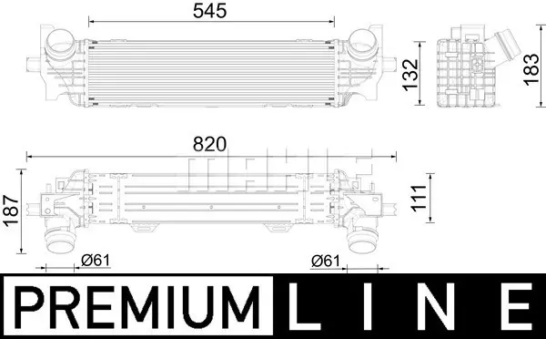 интеркулер (охладител за въздуха на турбината) MAHLE               