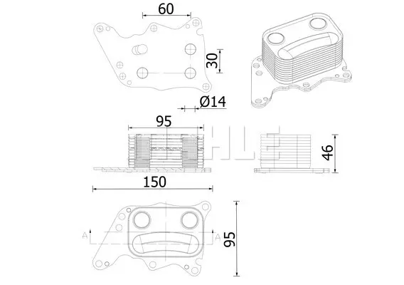 маслен радиатор, двигателно масло MAHLE               