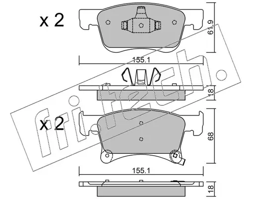 комплект спирачно феродо, дискови спирачки fri.tech.           