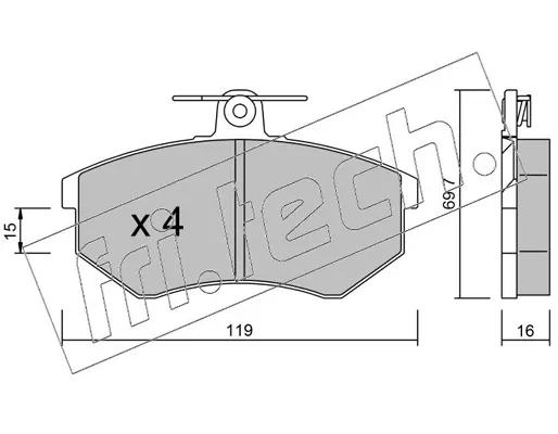 комплект спирачно феродо, дискови спирачки fri.tech.           