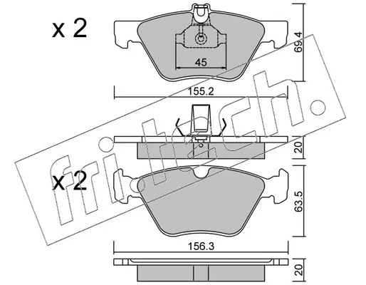 комплект спирачно феродо, дискови спирачки fri.tech.           