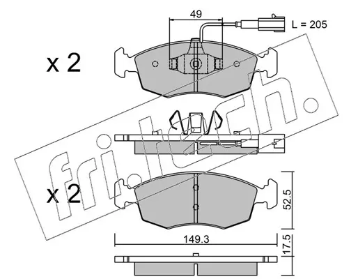 комплект спирачно феродо, дискови спирачки fri.tech.           