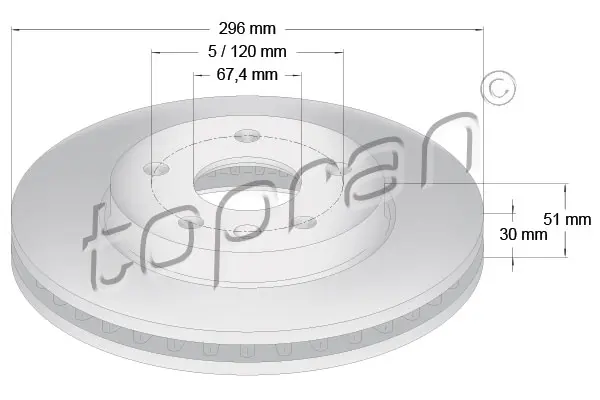 спирачен диск TOPRAN              