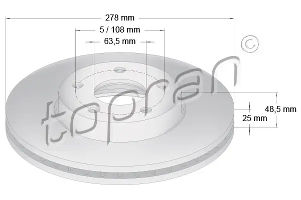 спирачен диск TOPRAN              