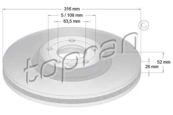 спирачен диск TOPRAN              
