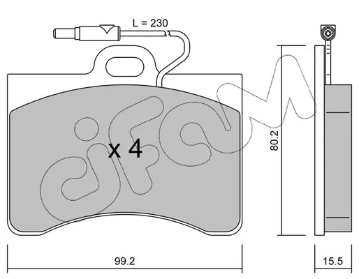 комплект спирачно феродо, дискови спирачки CIFAM               