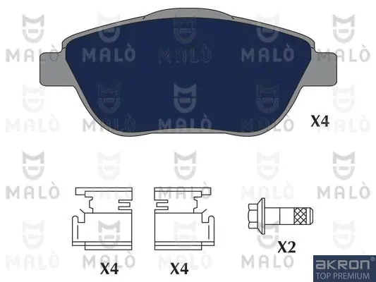 комплект спирачно феродо, дискови спирачки AKRON-MALO          