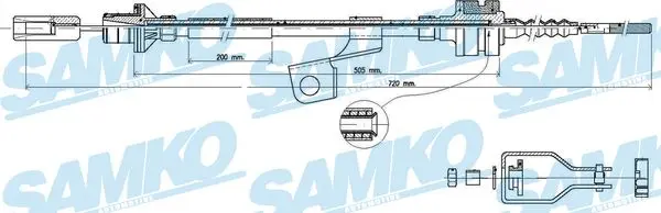 въжен механизъм, задействане на съединителя SAMKO               