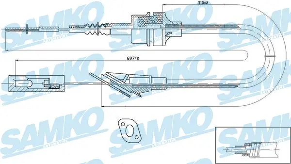 въжен механизъм, задействане на съединителя SAMKO               