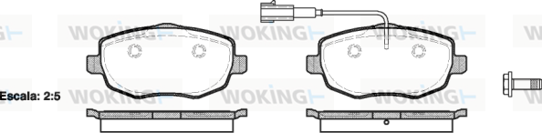 комплект спирачно феродо, дискови спирачки WOKING              