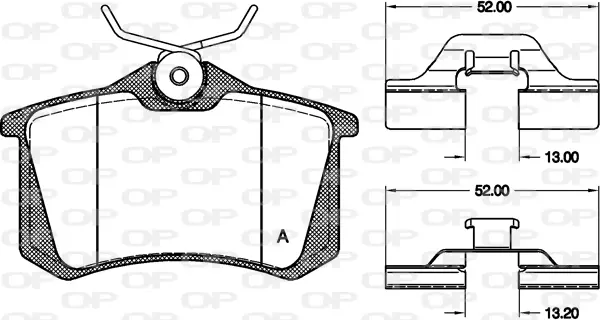 комплект спирачно феродо, дискови спирачки OPEN PARTS          