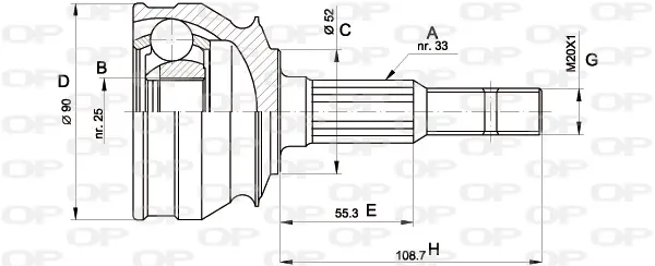 каре комплект, полуоска OPEN PARTS          