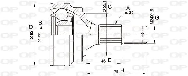 каре комплект, полуоска OPEN PARTS          