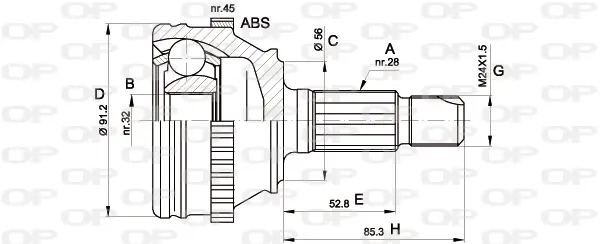 каре комплект, полуоска OPEN PARTS          