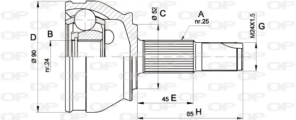 каре комплект, полуоска OPEN PARTS          