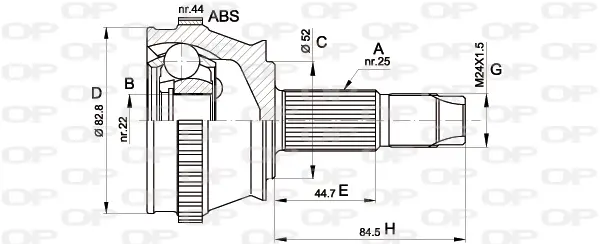 каре комплект, полуоска OPEN PARTS          