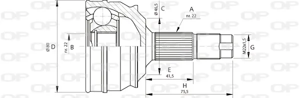 каре комплект, полуоска OPEN PARTS          