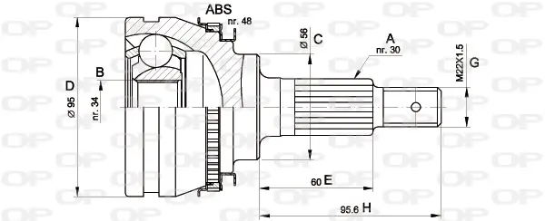 каре комплект, полуоска OPEN PARTS          