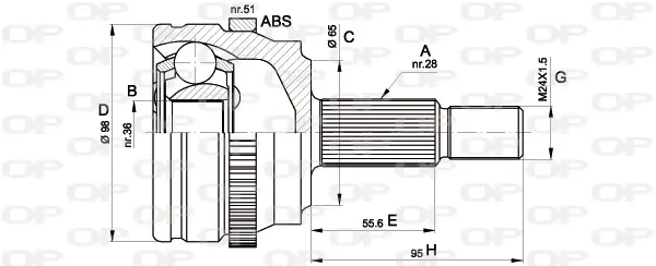 каре комплект, полуоска OPEN PARTS          