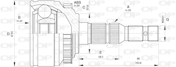 каре комплект, полуоска OPEN PARTS          