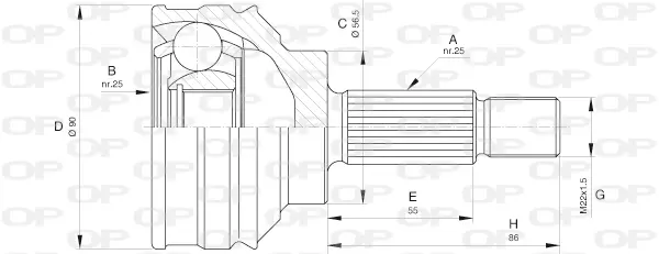 каре комплект, полуоска OPEN PARTS          