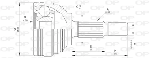 каре комплект, полуоска OPEN PARTS          