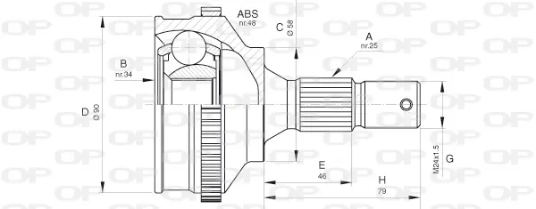 каре комплект, полуоска OPEN PARTS          