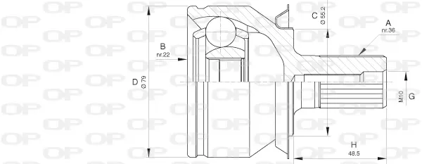 каре комплект, полуоска OPEN PARTS          