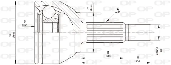 каре комплект, полуоска OPEN PARTS          