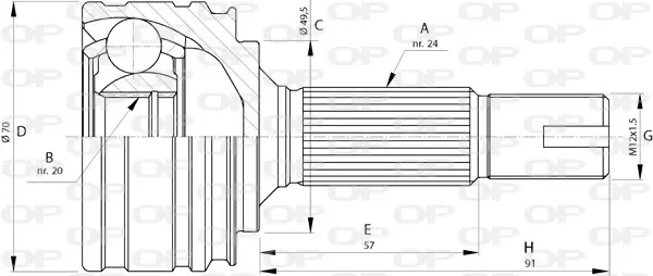 каре комплект, полуоска OPEN PARTS          