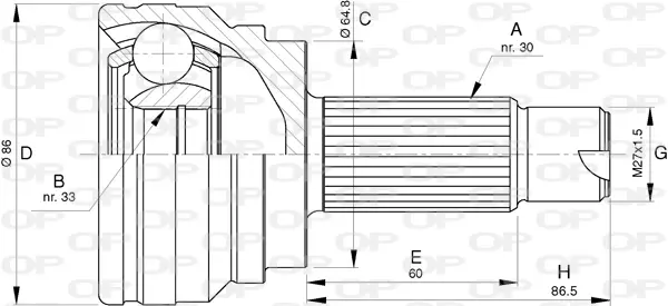 каре комплект, полуоска OPEN PARTS          