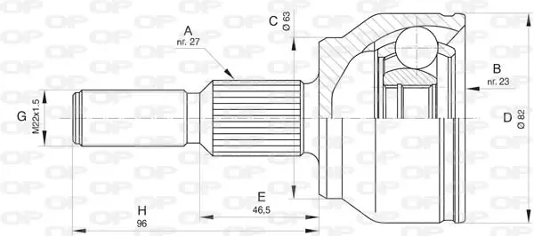 каре комплект, полуоска OPEN PARTS          